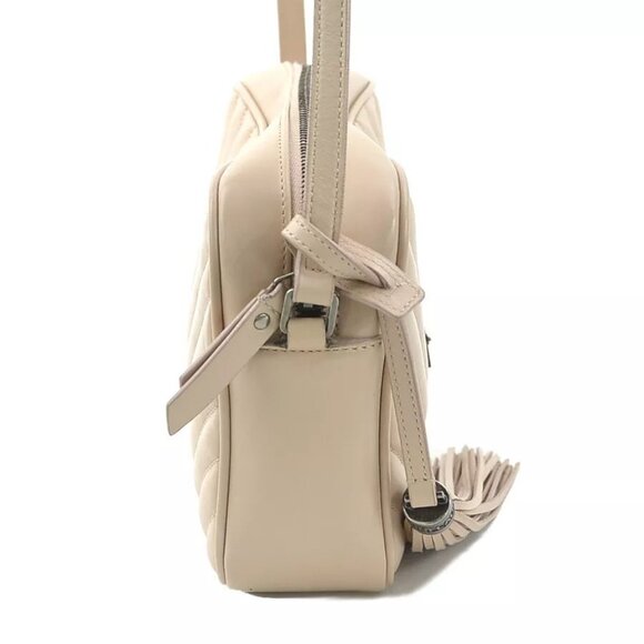 Auth SAINT LAURENT Lou Crossbody Shoulder Bag Beige Leather/Silvertone authentic - Picture 11 of 16
